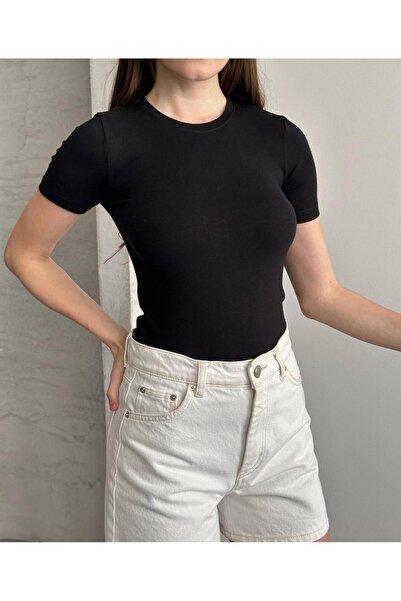 meymers Ολόσωμο κοντομάνικο μπλουζάκι με ριμπ ύφανση