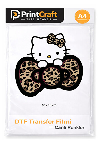 Palo Santo 18x16 cm Hello Kitty Modeli Ütü ile Yapışan DTF Transfer Baskı (A4)