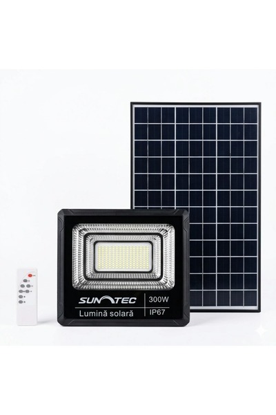 OEM SUNTEC 300W Ηλιακό Φωτιστικό LED, με Ηλιακό Πάνελ, Τηλεχειριστήριο και Πρ...