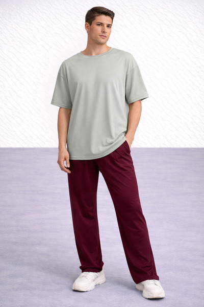 ZAVIXO -ERKEK Oversize Σετ 2 τεμαχίων 100% Βαμβάκι Καθημερινό Άνετο Συνδυασμό...