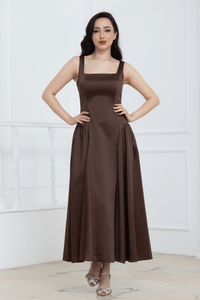 BEYBOS Φόρεμα μίντι σατέν με κορδόνι στη μέση - ΚΑΦΕ