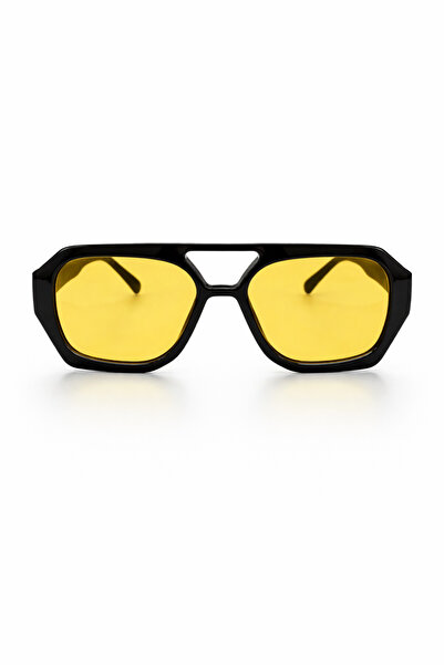 BAYDUK Lenix Black Yellow Glass Unisex Sunglasses