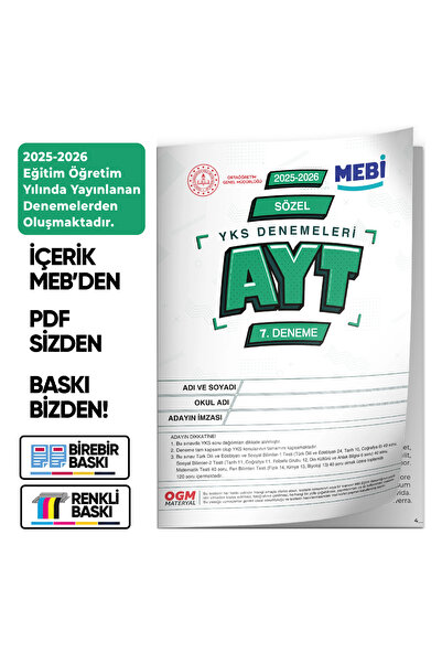 İnformal Yayınları 2026 YKS-AYT SÖZEL MEBİ ONLİNE Türkiye Geneli 7. Deneme Bü...