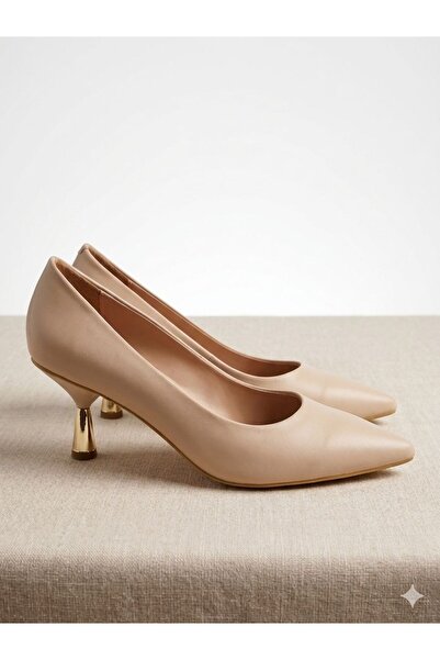 erdal koçyiğit 340 Γυναικεία άνετα χρυσά παπούτσια με τακούνι