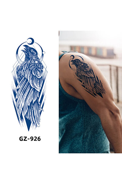 Tattoo 1 Aylık Sonradan kararan Gerçekci Kuzgun ve Hilal model Geçici Dövme Y...