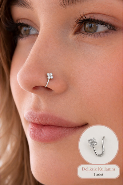Mini Flower Compression Acceleration – Unperforated Use, Zircon Rhodium Plating Piercing & Cartilage K
