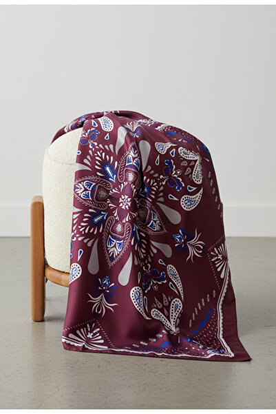 TAMA Burgundy Color Ethnic Pattern Scarf 70Cmx70Cm