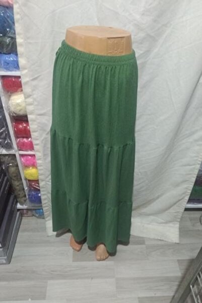 ARG Skirt with Elastic Waist Green 1 Piece Three-Layered Ruched Skirt High Qu...