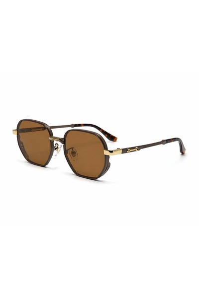 Toz Vintage Hinero Brown Metal Frame Brown Glass Geometric Unisex Vintage Ret...