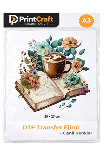 Palo Santo 25x25 cm kahve ,Kitap ve Çiçek Modeli Ütü ile Yapışan DTF Transfer...