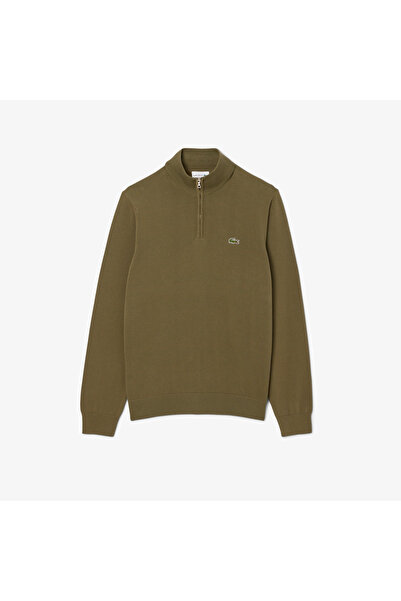 Lacoste Erkek Regular Fit Yarım Fermuarlı Haki Kazak