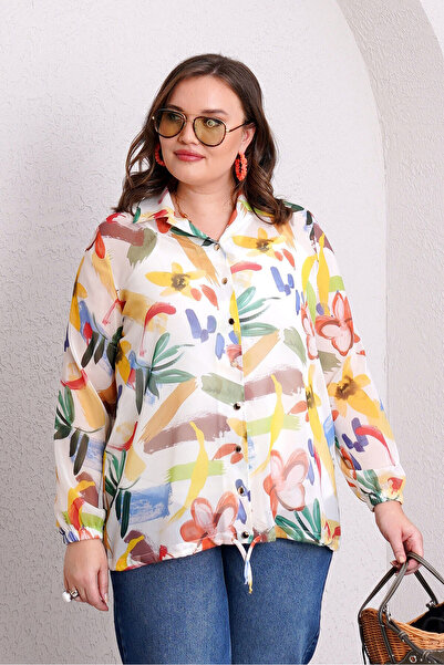 Büyük Moda ΜΠΛΟΥΖΑΚΙ ΣΙΦΟΝ ΜΕΓΑΛΟΥ ΜΕΓΕΘΟΥΣ ΜΕ ΕΝΤΟΝΕΣ ΕΝΤΟΝΕΣ ΣΧΕΔΙΑΣΜΟΥ