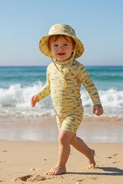 Lollie Baby&Kids Uv Protection Swimsuit Hat Set Baby & Kids - Crocodiles