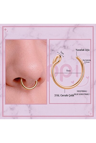 Heppii 316 L Cerrahi Çelik Piercing Minimal Sıkıştırmalı Nostril Piercing Bur...