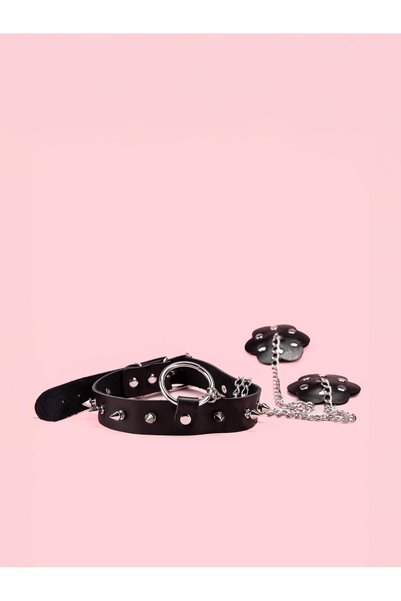 OEM Bondage Spiked Collar cu Acoperitor Sfarcuri - Negru