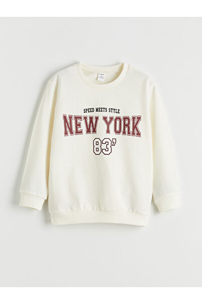 LC Waikiki Μπεζ φούτερ για αγόρια με στάμπα Νέα Υόρκη από την GÜLİS GİYİM