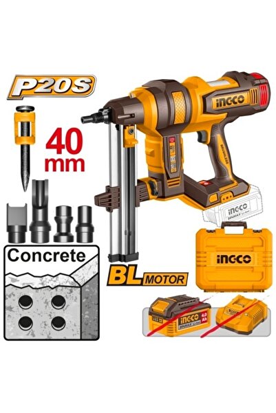 Ingco Πιστόλι καρφωτικό σκυροδέματος 20 V 19-40 χιλιοστά