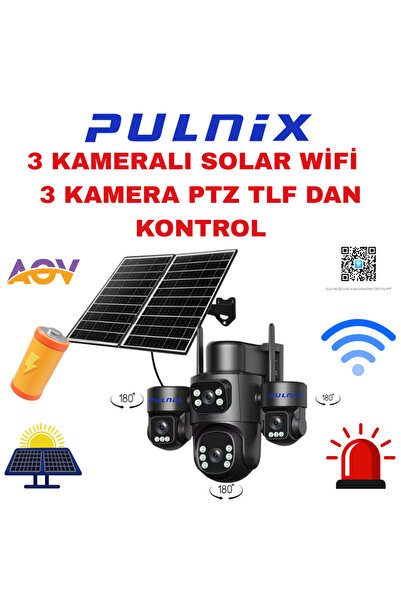 Pulnix WİFİ SOLAR KAMERA 3 KAMERA 3 PTZ WİFİ SOLAR APP-V380PRO YÜKSEK KALİTE