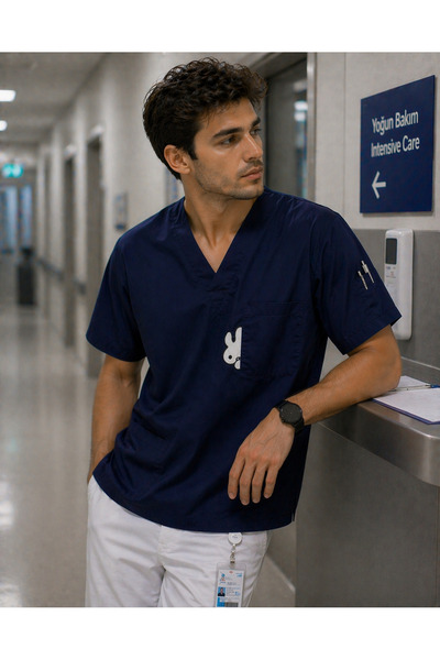 mirach Ανδρικά Veterinary Scrubs Cute Rabbit Top Premium Αντιχνοβικό Φαρδύ Τζ...