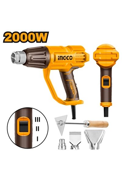 Ingco Hot Air Gun 2000 W with 3 Settings + Accessories