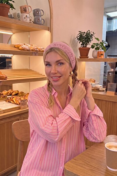 BAHELS Γυναικεία Πλεκτή Μπαντάνα από Ροζ Διχτυωτό Υλικό, Κορδέλα Μαλλιών