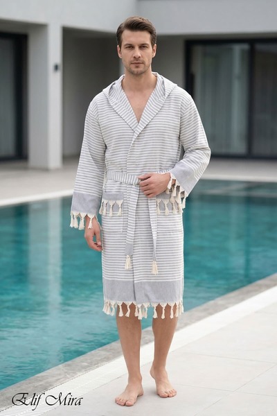 Elif Mira Μπουρνούζι θαλάσσης με κουκούλα Unisex Peshtemal Beachside