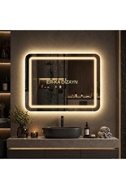 ER-KA DİZAYN DİKDÖRTGEN KUMLAMALI AYNA Led'li Lavabo & Banyo Aynası