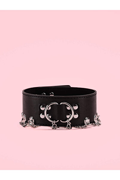 OEM Punk Choker with Rings and Chains - Black