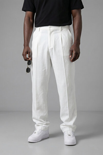KHAYN Men's Baggy Gabardine Fabric Single Pleated Buttoned Pants K2052Gp