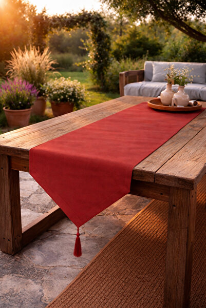 Econice Red Duck Linen Decorative Runner 40 X 140 cm