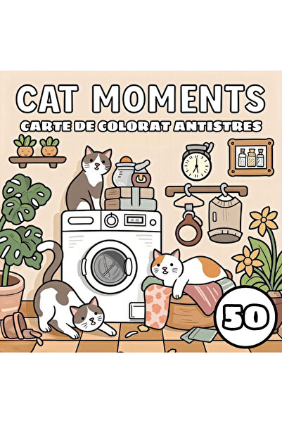 COZY Βιβλίο Ζωγραφικής - 50 Χαριτωμένες Εικονογραφήσεις - Στιγμές Γάτας