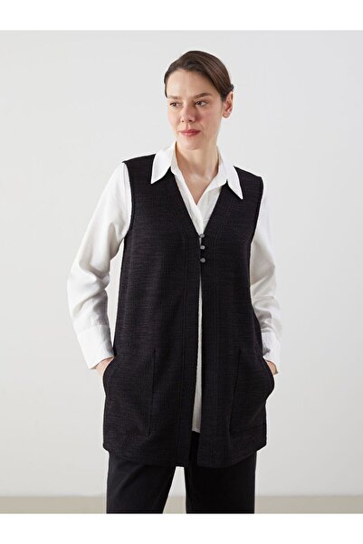 LC Waikiki Lcw Grace Black V-Neck Women's Vest