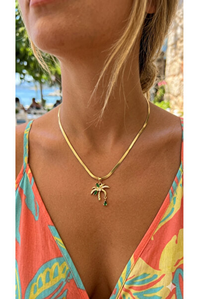 İNN JEWELLERY Steel Necklace, Anti-Tarnish, Anti-Allergic, Vintage Zircon Fig...