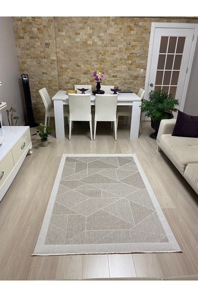 HALISHOP Elit Sisal Kaymaz Taban Makinada Yıkanabilir Bej - Krem Mutfak Korid...