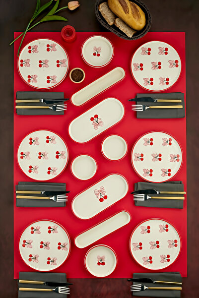 Akkoyunlu home 14 Piece Cherry and Ribbon Patterned Breakfast Set - Coquette ...