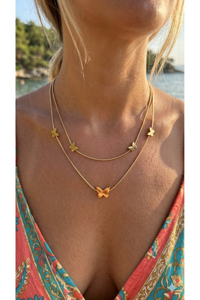 İNN JEWELLERY Steel Necklace, Anti-Tarnish, Anti-Allergic, Vintage Zircon Fig...