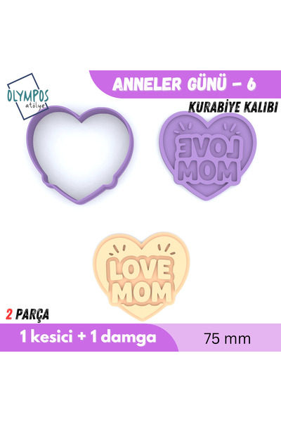 Olympos Atölye Mother's Day - 6 |   75mm |   Cookies - Sugar Dough - Play Dough Mold Set