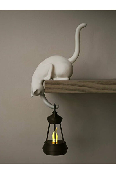 HaBu Lab 3D Baskı Kedi Figürlü Anahtarlık Askısı & Dekoratif LED Fener – Mini...