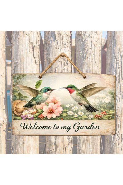 creative sign Διακοσμητική Πινακίδα Κήπου 'Καλώς ήρθατε στον Κήπο μου' με Πουλιά