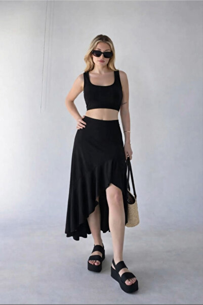 Daphnem Collection Asimetrik Siyah Etek