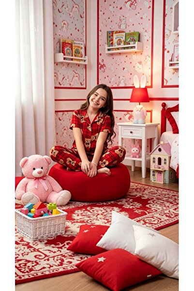 NiCe İç Giyim Κοριτσίστικο κόκκινο καρό πουκάμισο με κοντό μανίκι και γιακά μ...