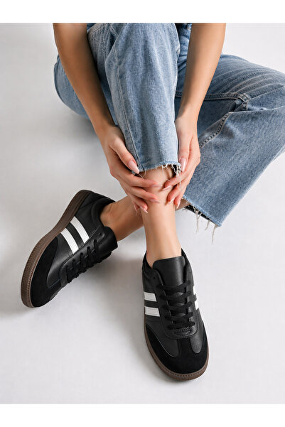 Encool Γυναικεία Ασπρόμαυρα Αθλητικά Παπούτσια Sneaker – Ρετρό Στυλ, Ριγέ Σχέ...