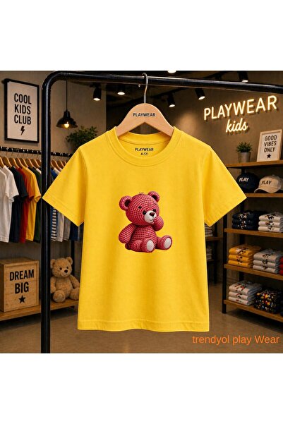 playwear Πλεκτό μπλουζάκι με σχέδιο αρκουδάκι και χάντρες, 100% παιδικό unise...