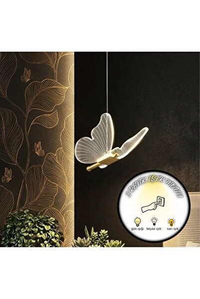 bella lighting Gold Renk Figürlü Tekli Sarkıt Avize 3 Renk LED Modern Tasarım...