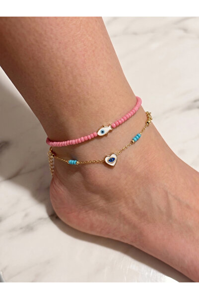 Fish and Eye Detailed Combination 2-Piece Anklet Set