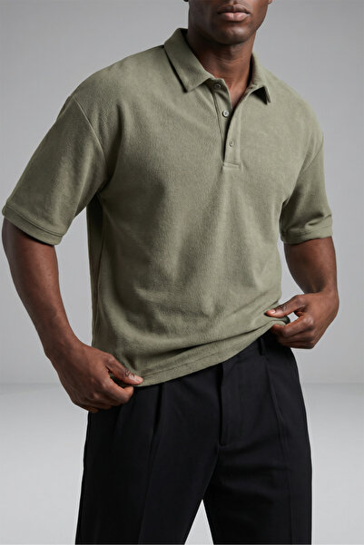 KHAYN Men's Comfort Fit Polo Collar Buttoned Cotton T-Shirt K8031Pt