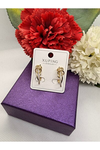 XUPING JEWELRY XUPİNG KUYUMCU SERİ ZİRKON TAŞLI DÜĞÜM MODEL ÇELİK KÜPE