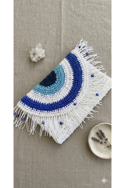 Ahşap Evi Kağıt İp Portföy Beyaz Çanta Hasır El Çantası Portföy, Clutch Çanta