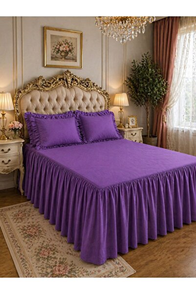 AHSEN TASARIM Ruffled Bed Sheet with Elasticated Skirt, Bedspread, Duvet Cove...