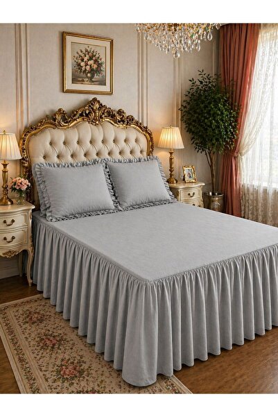 AHSEN TASARIM Ruffled Bed Sheet with Elasticated Skirt, Bedspread, Duvet Cove...